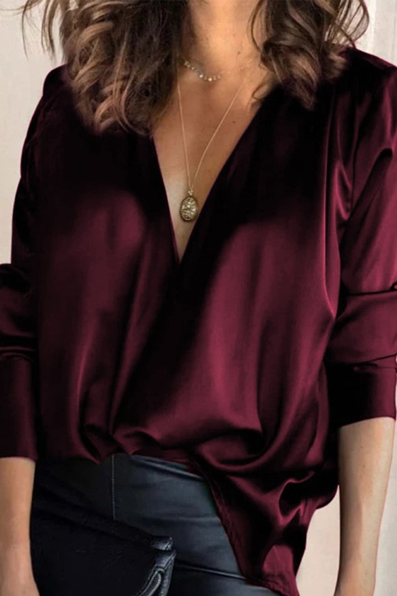 Clementine Women's V Neck Long Sleeve Blouse