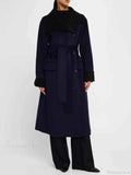 Single-Breasted Coat with Contrast Lapels and a Neat Cut