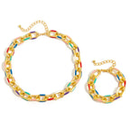Kleurrijke set van schakelarmband en ketting