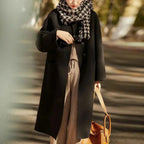 Single-Breasted Longline Coat with a Turn-Down Lapel Collar