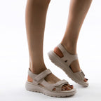 Women's Dual Strap Flat Sandals with Textured Sole