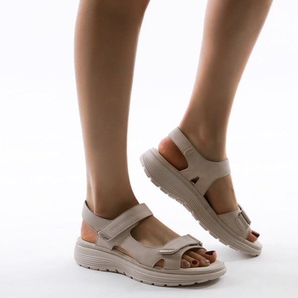 Women's Dual Strap Flat Sandals with Textured Sole