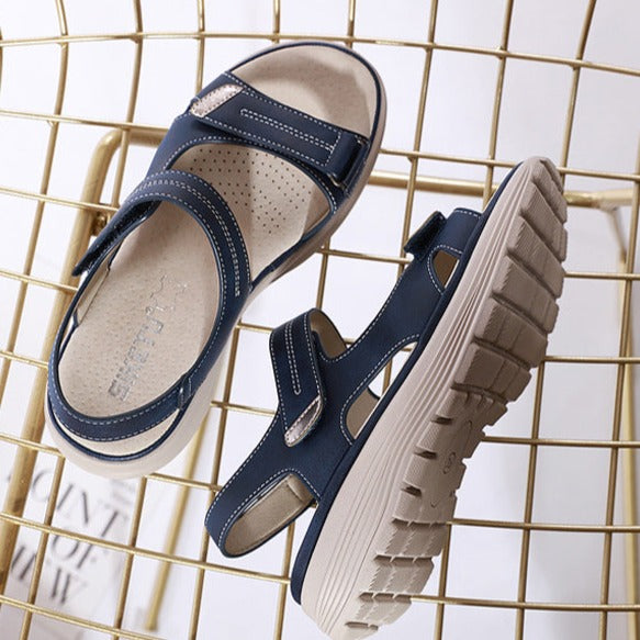 Women's Dual Strap Flat Sandals with Textured Sole
