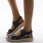 Women's Dual Strap Flat Sandals with Textured Sole