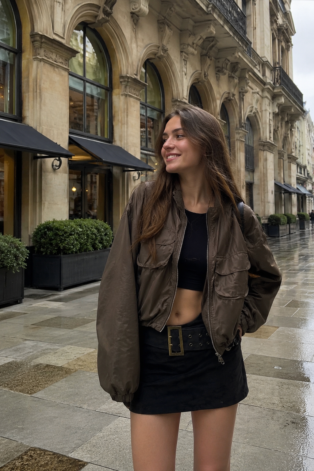 Veste utilitaire courte à col montant et zip
