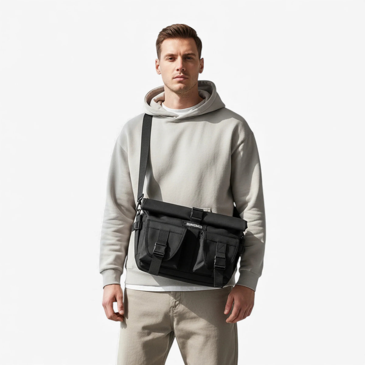 Elegant Black Crossbody Bag with 13.3-Inch Laptop Space