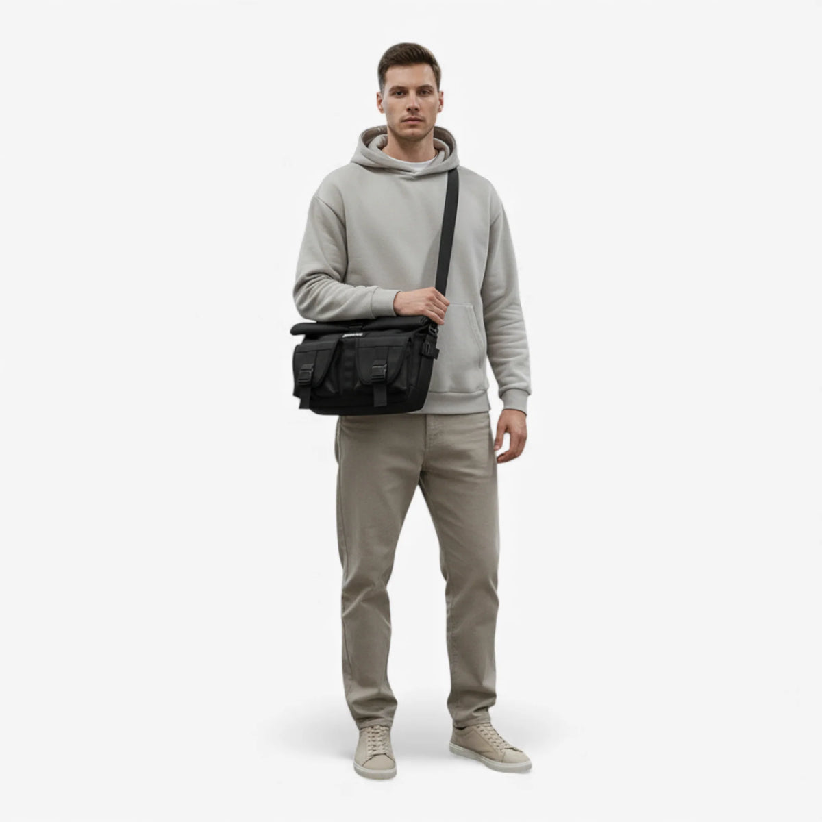 Elegant Black Crossbody Bag with 13.3-Inch Laptop Space