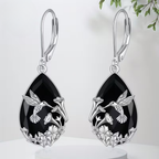 Black Onyx Bird Dangle Earrings