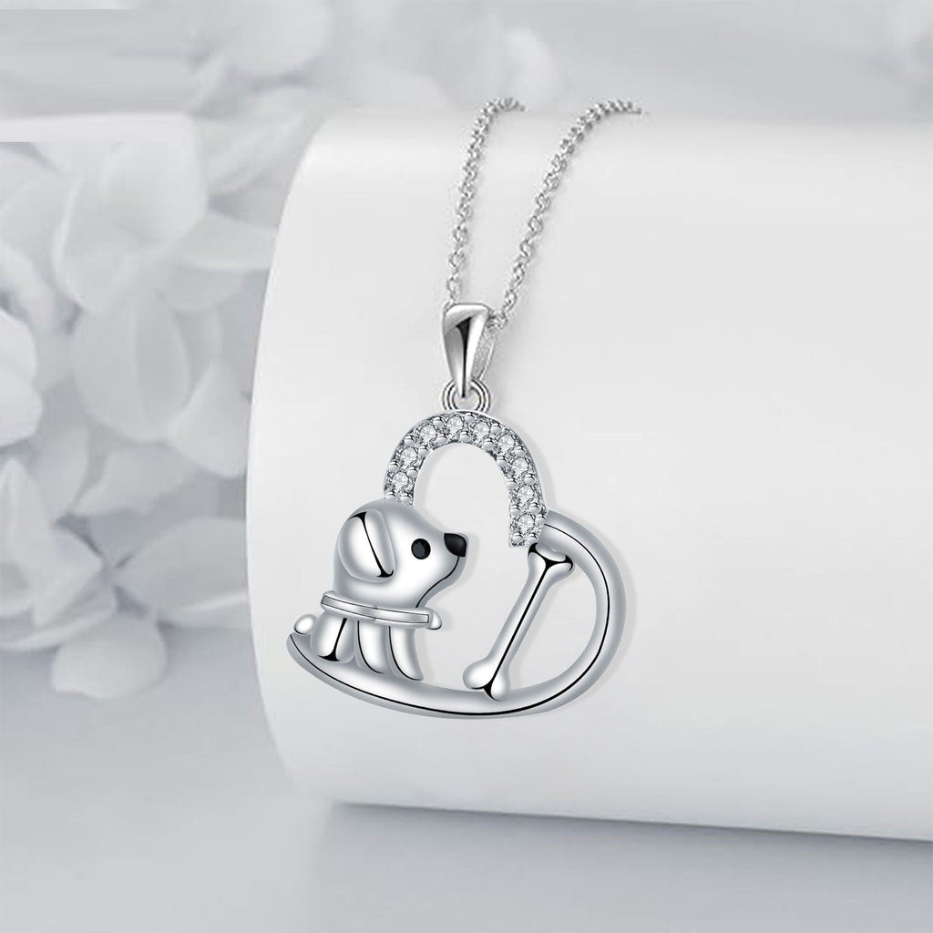 Silver-Tone Heart Pendant Dog Necklace