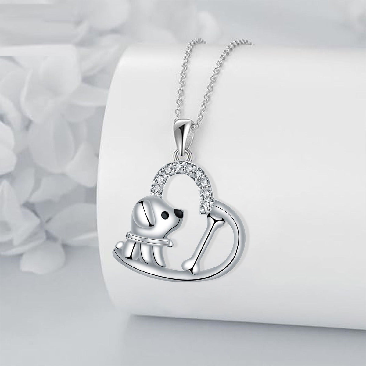 Silver-Tone Heart Pendant Dog Necklace