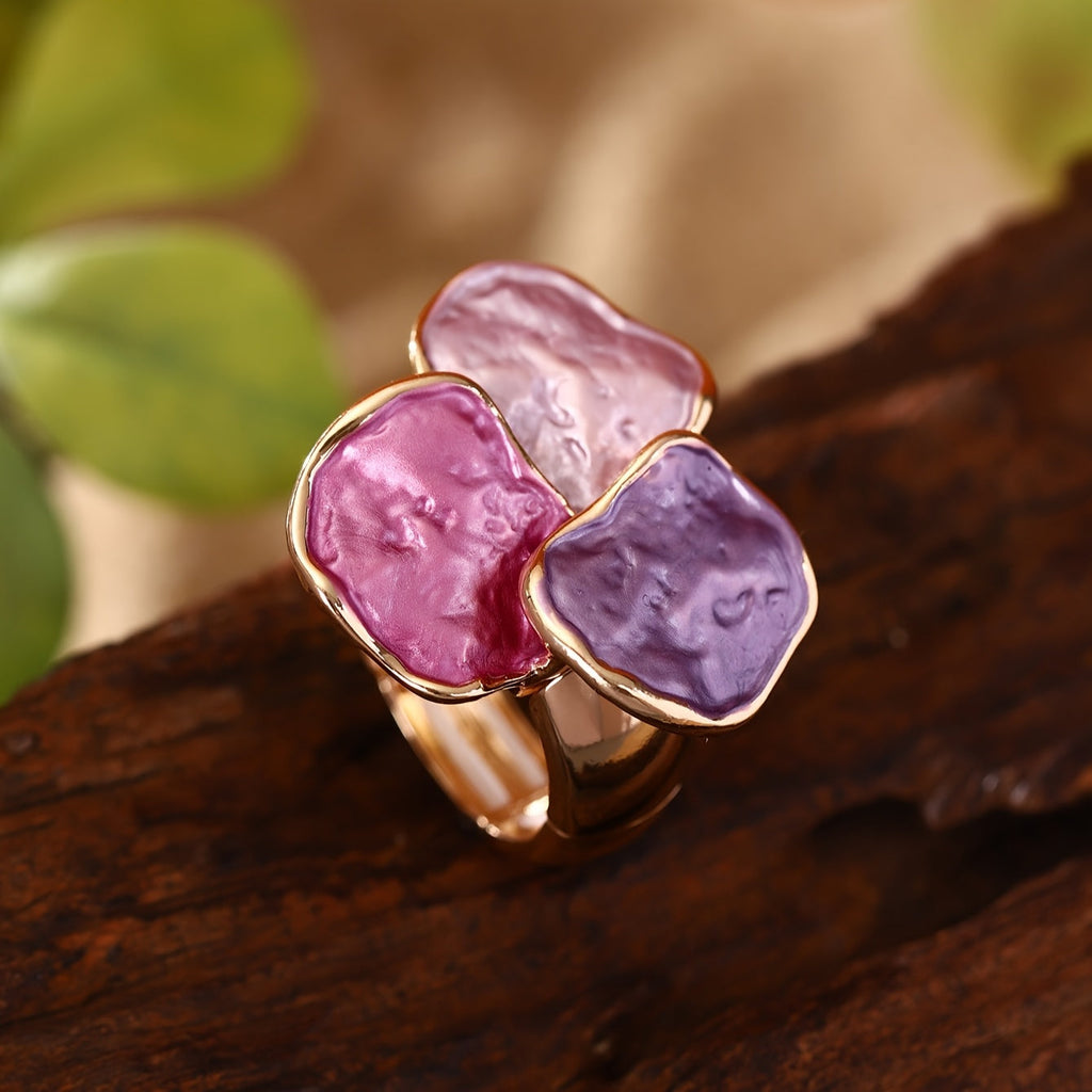 Bohemian Enamel Irregular Square Ring