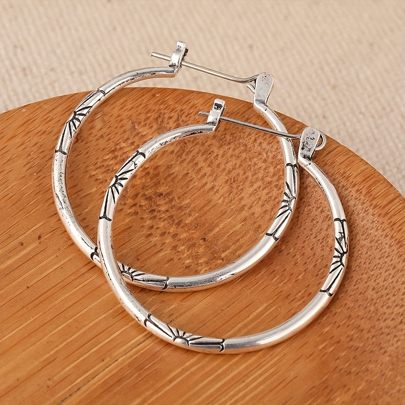 Vintage-Style Artisan Floral Hoop Earrings