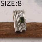 Vintage-Style Bohemian Wide Band Zirconia Silver-Plated Ring