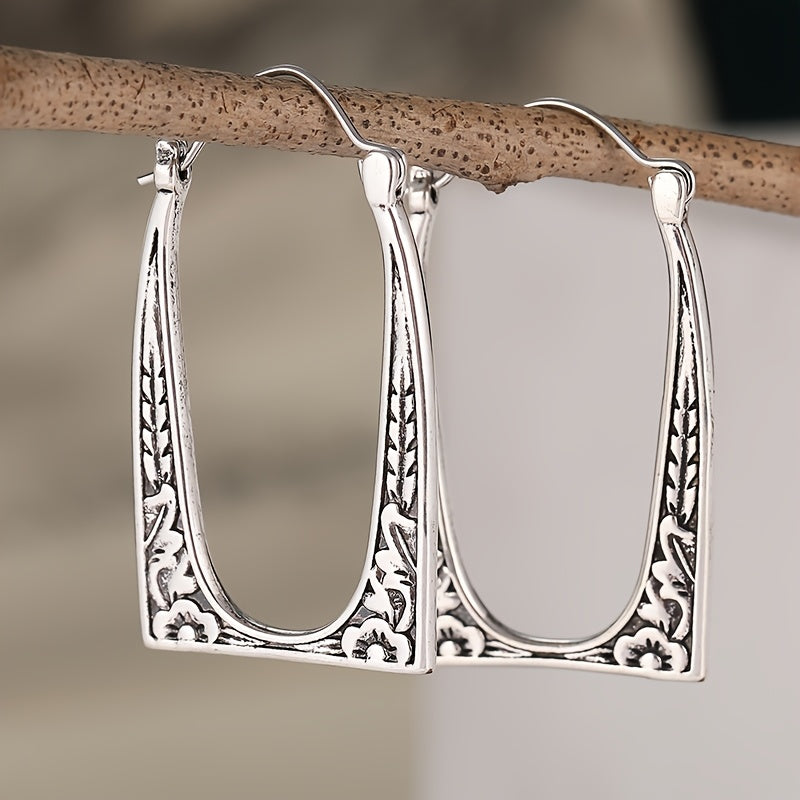 Vintage Boho U-Shape Floral Earrings