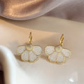 Four-Petal Flower Enamel Drop Earrings