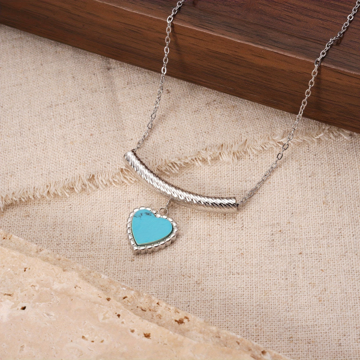 Bohemian Heart-Shaped Turquoise Pendant Necklace