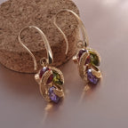 Vintage Colourful Zirconia Pendant Earrings