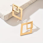 Double Rhombus Gold-Tone Statement Earrings