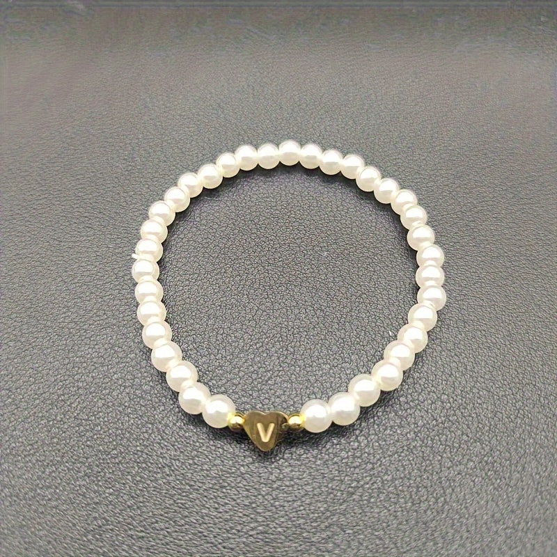Armband met hart en initiaal van A tot Z