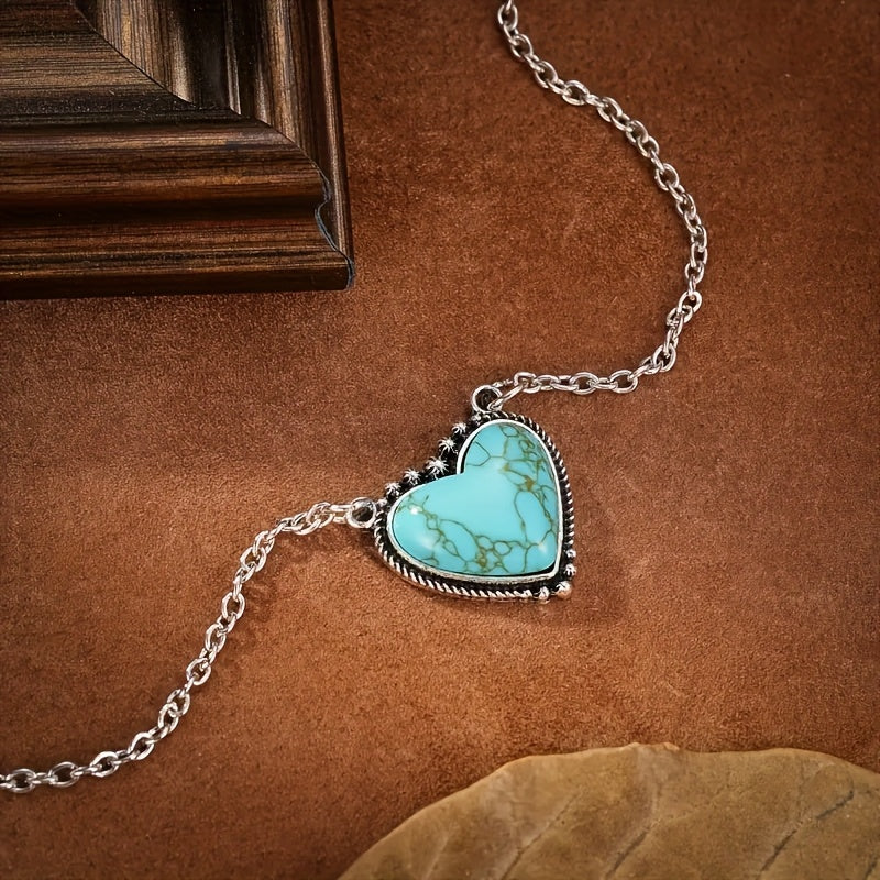 Bohemian Turquoise Heart Pendant Necklace