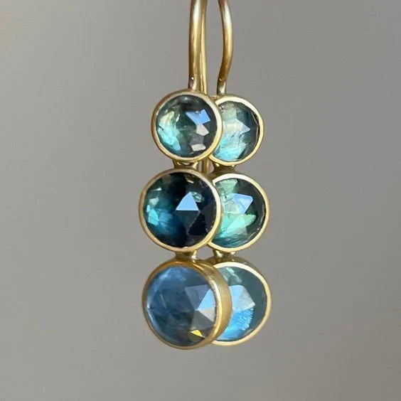 Vintage-Style Blue Glass Dangle Earrings