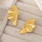 Textured Gold-Tone Fan Stud Earrings