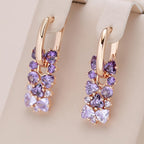 Purple Zirconia Gold-Plated Dangle Earrings