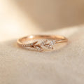 Delicate Leaf Cubic Zirconia Gold-Tone Wedding Ring