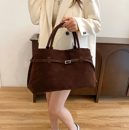 Zachte Faux Suède Shopper met Stevige Handvatten