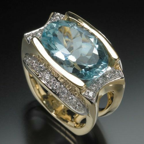Vintage-Style Blue Crystal Zirconia Irregular Ring