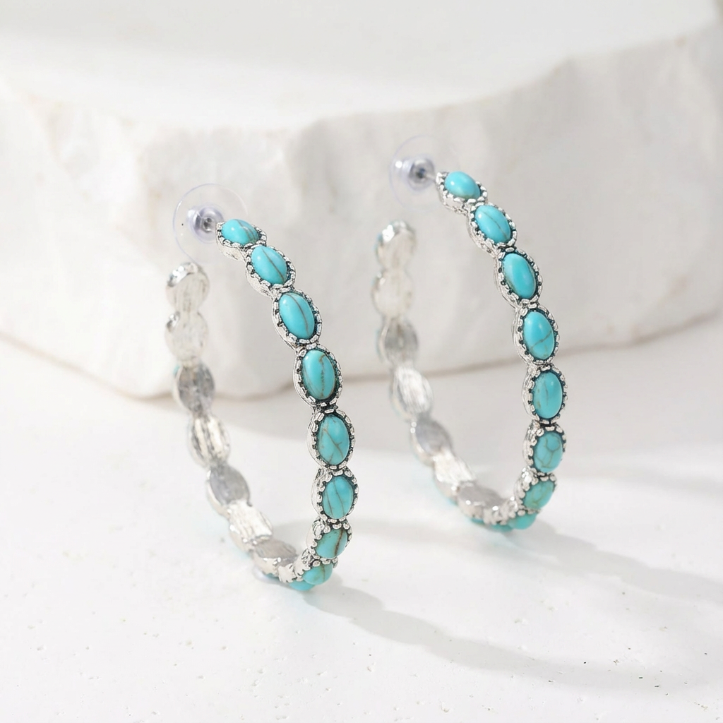 Vintage-Style Oval Hoop Earrings in Five Colours