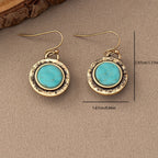 Bohemian Minimalist Round Turquoise Drop Earrings