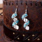 Bohemian Spiral Turquoise Inlay Pendant Earrings