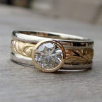 Vintage-Style Zirconia Two-Tone Ring