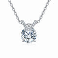 925 Sterling Silver Solitaire Moissanite Necklace with Silver Chain