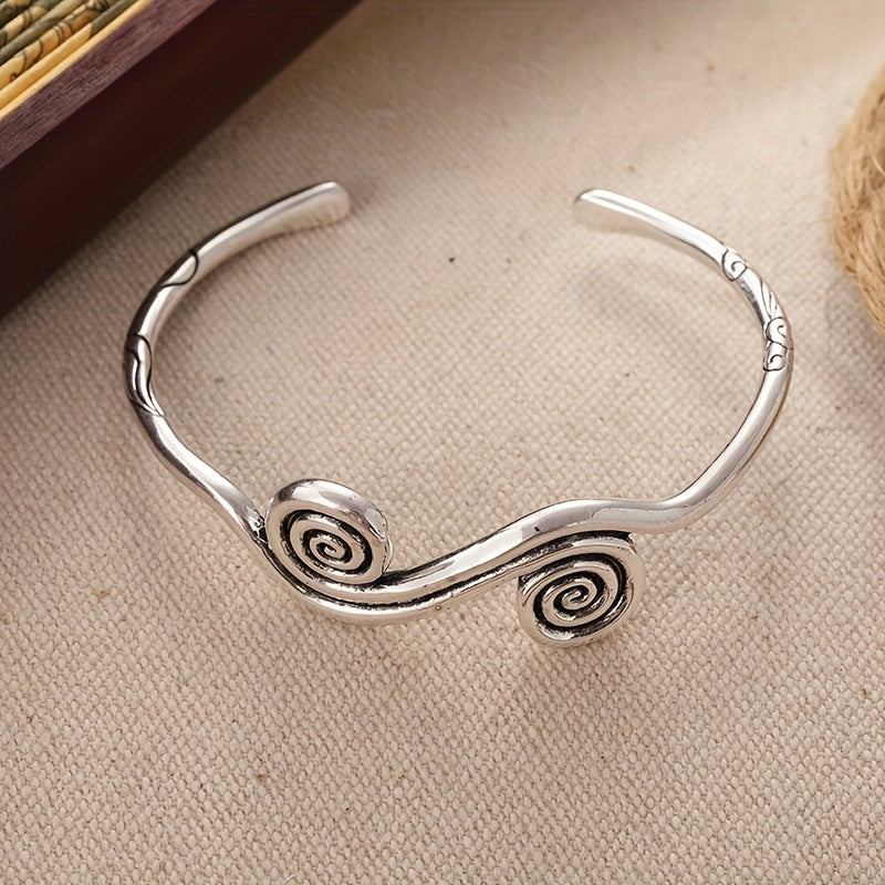 Vintage-Style Spiral Cuff Bangle