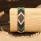 Tribal Bead Bracelet in Brown, Beige and Turquoise