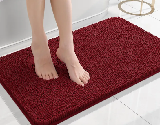 Long Chenille Non-Slip Floor Mat – Absorbent Polyester, Machine Washable