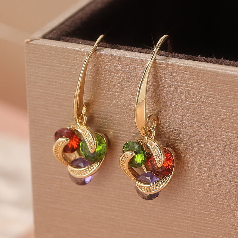 Vintage Colourful Zirconia Pendant Earrings