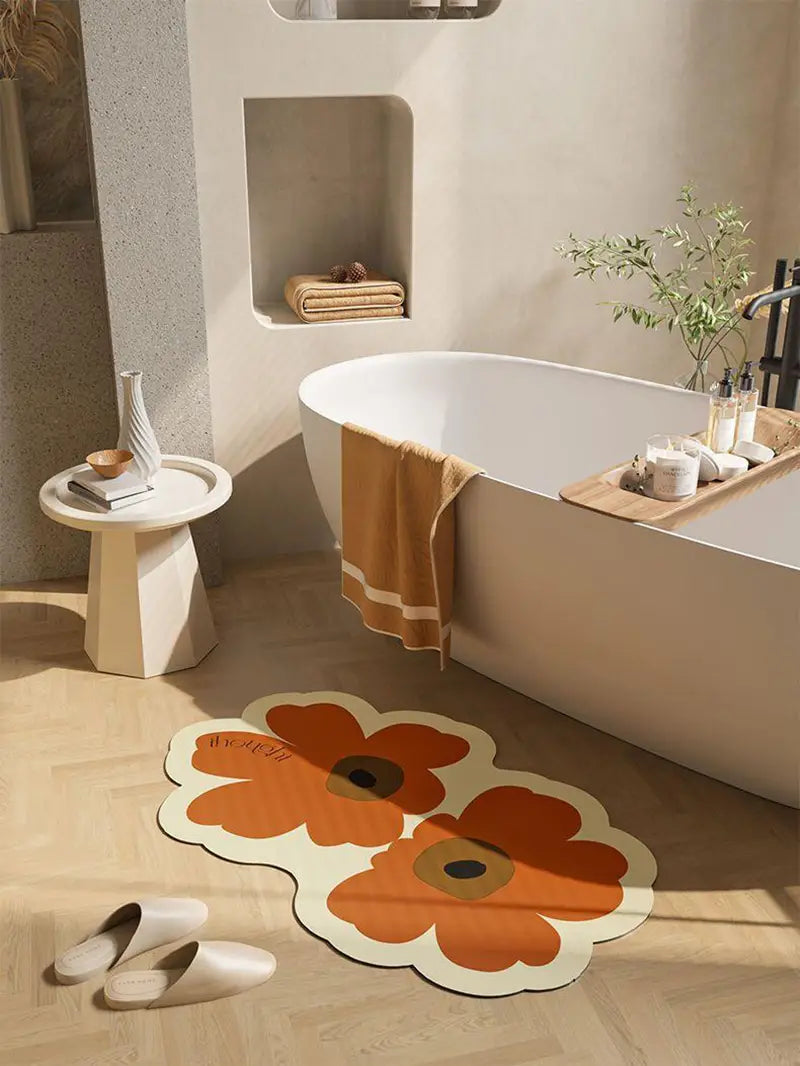 Flower Shaped Diatom Mud Floor Mat – Moisture Absorbent, Non-Slip, Indoor