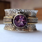 Bohemian Amethyst Crystal Spinner Band Ring