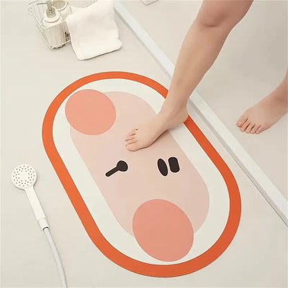 Cartoon Diatom Mud Anti-Slip Bathroom Mat – Absorbent, 40x60cm