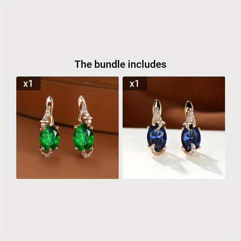 Round and Oval-Cut Stone Drop Earrings