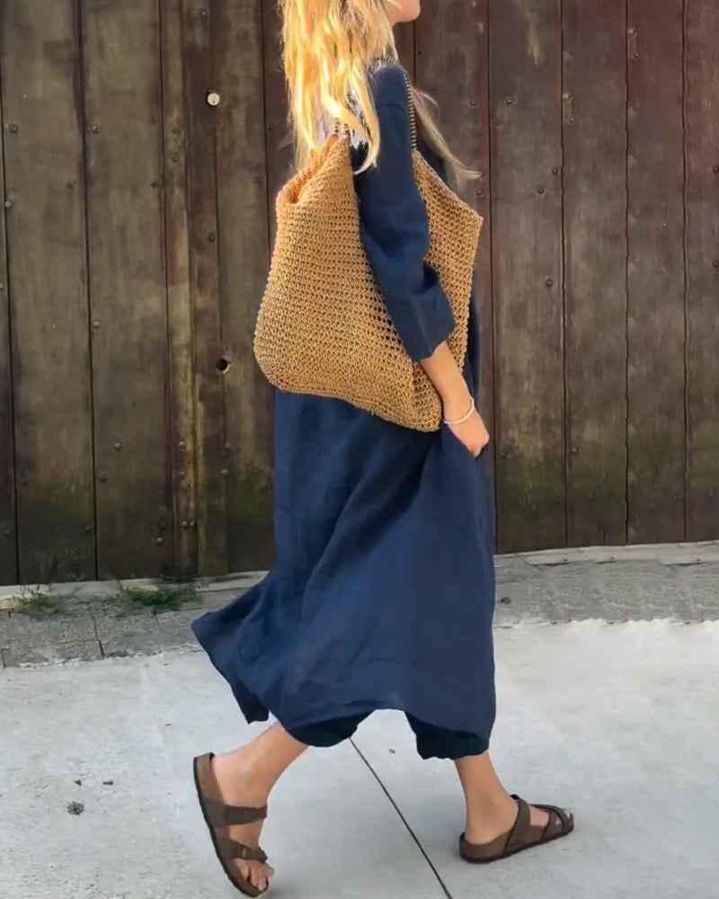 Longline Tunic and Trouser Set with Loose Flowing Fit