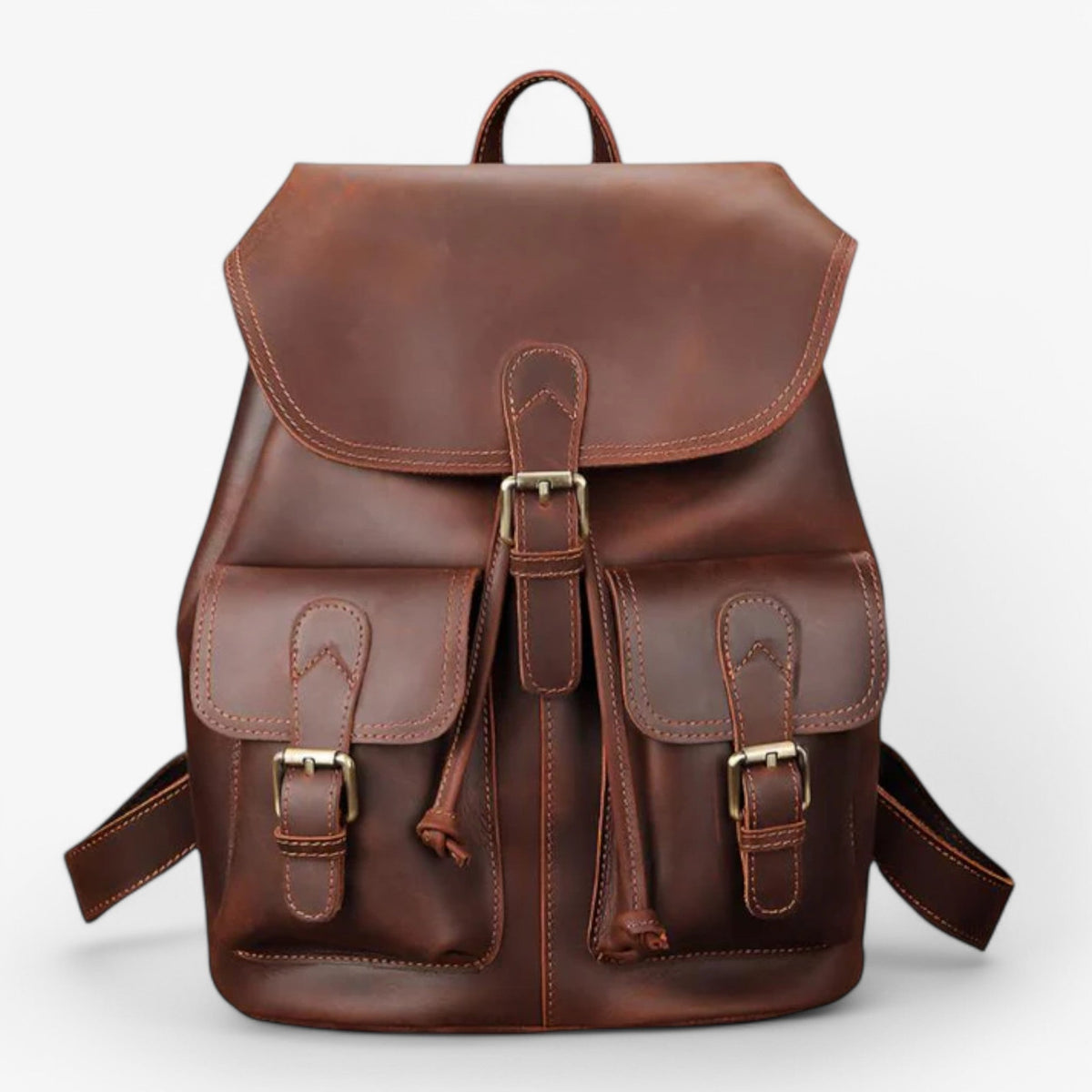 Premium professionele leren laptoprugzak in bruin