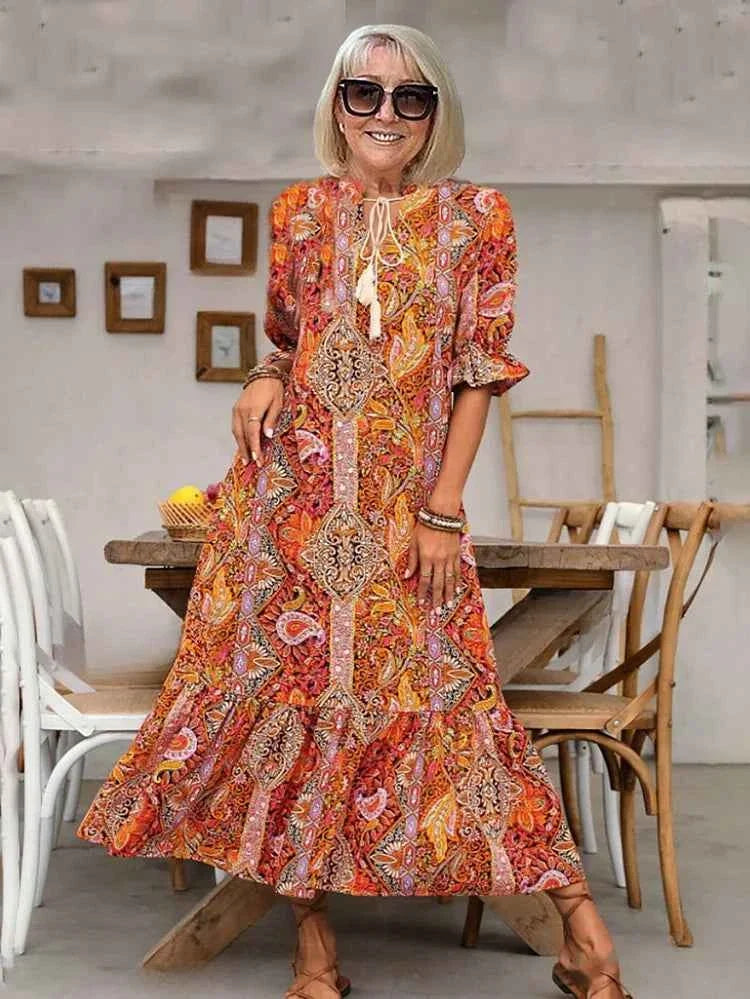 Two Piece Set with Matching Top and Flowing Maxi Skirt