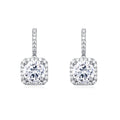 925 Sterling Silver Moissanite Halo Stud Earrings, White Gold Plated