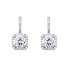 925 Sterling Silver Moissanite Halo Stud Earrings, White Gold Plated