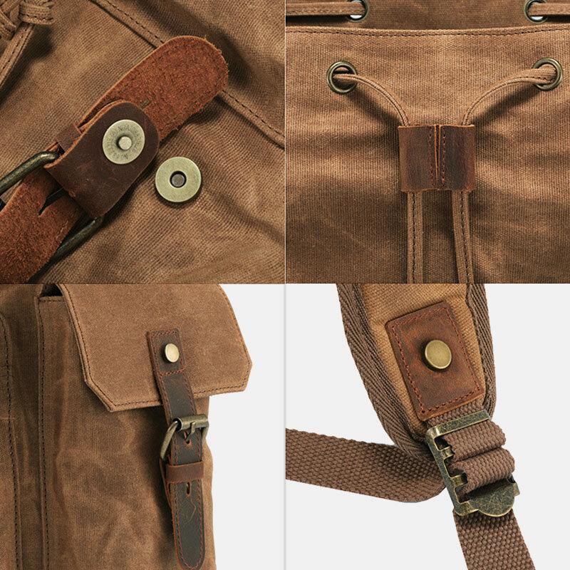 Retro Canvas and Genuine Leather Laptop Backpack