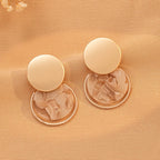 Bohemian Multicolour Geometric Resin Disc Drop Earrings